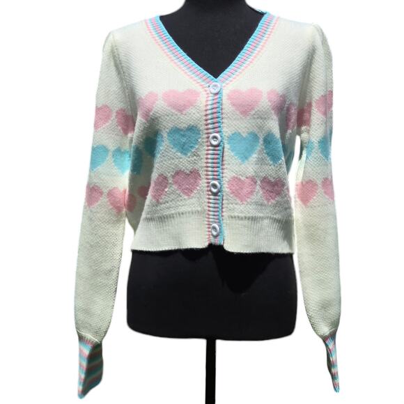 Merci Heart Button Front Cardigan - Picture 2 of 5